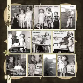 Album page 22 — Early birthdays, 1954–60